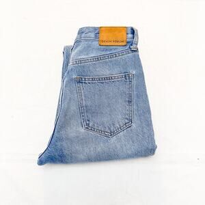 Denim Forum The Joni High Rise Loose Denim Jeans Light Button Fly Size 25 x 26